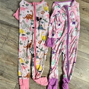 Little Sleepies Pink and Purple Snowman and Dino Pajamas